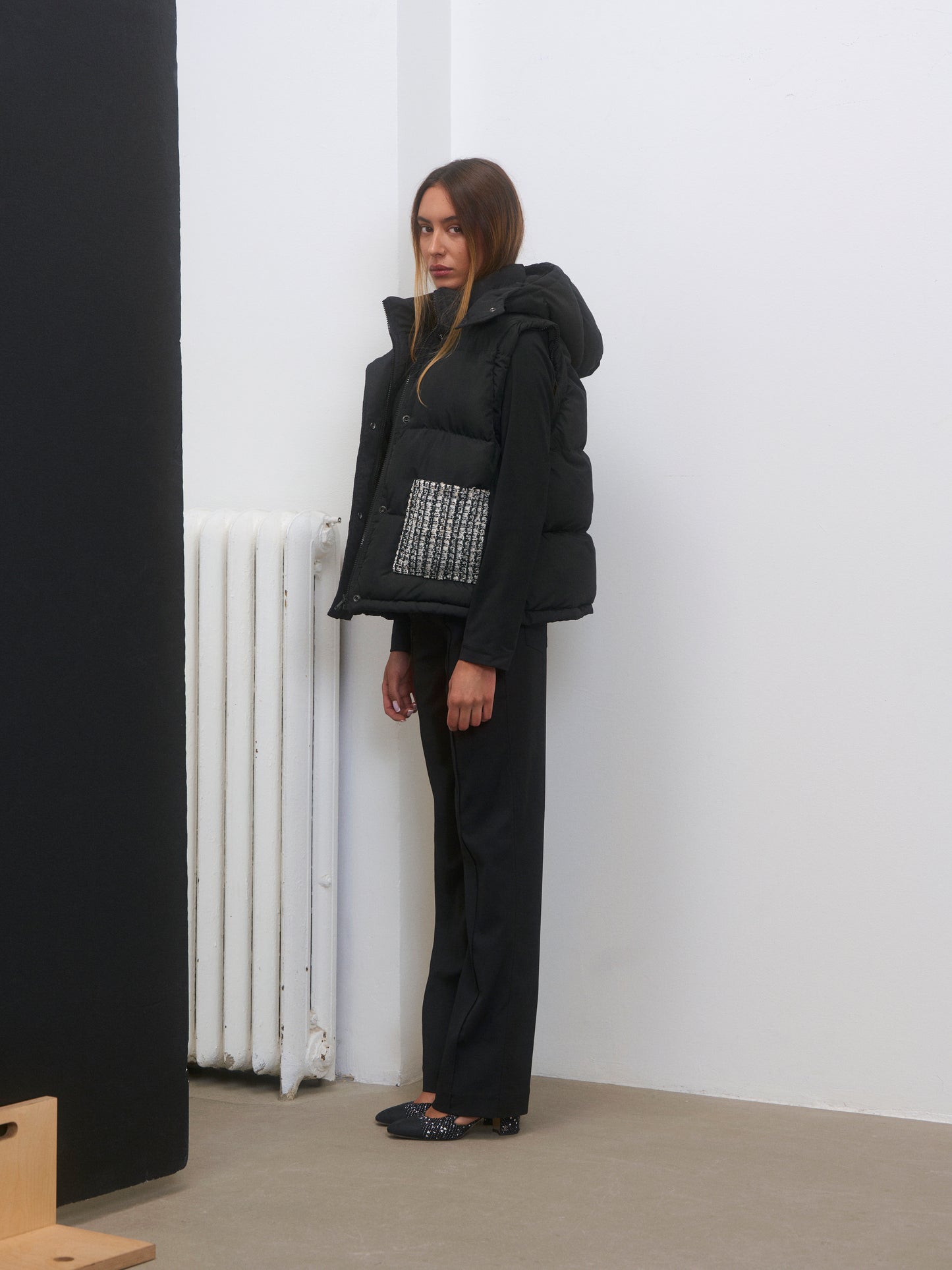 Tweed Puffer Jacket and Vest