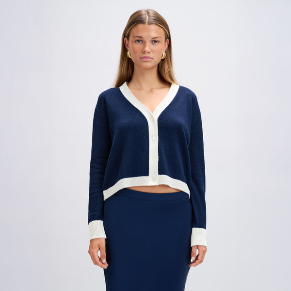 Colourblock Cardigan Blue & White