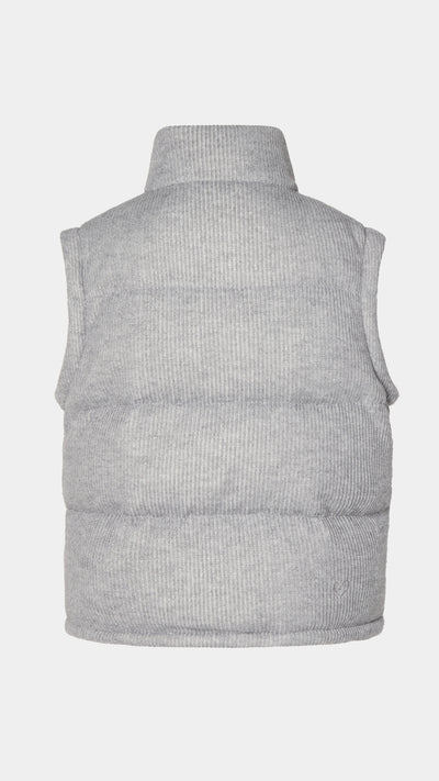 Knitted Puffer Jacket Vest Grey