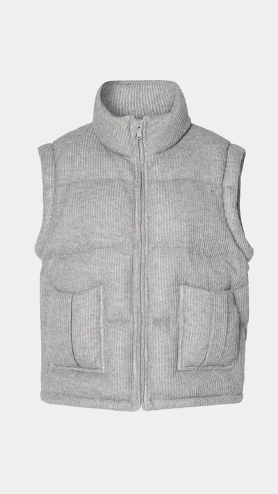 Knitted Puffer Jacket Vest Grey