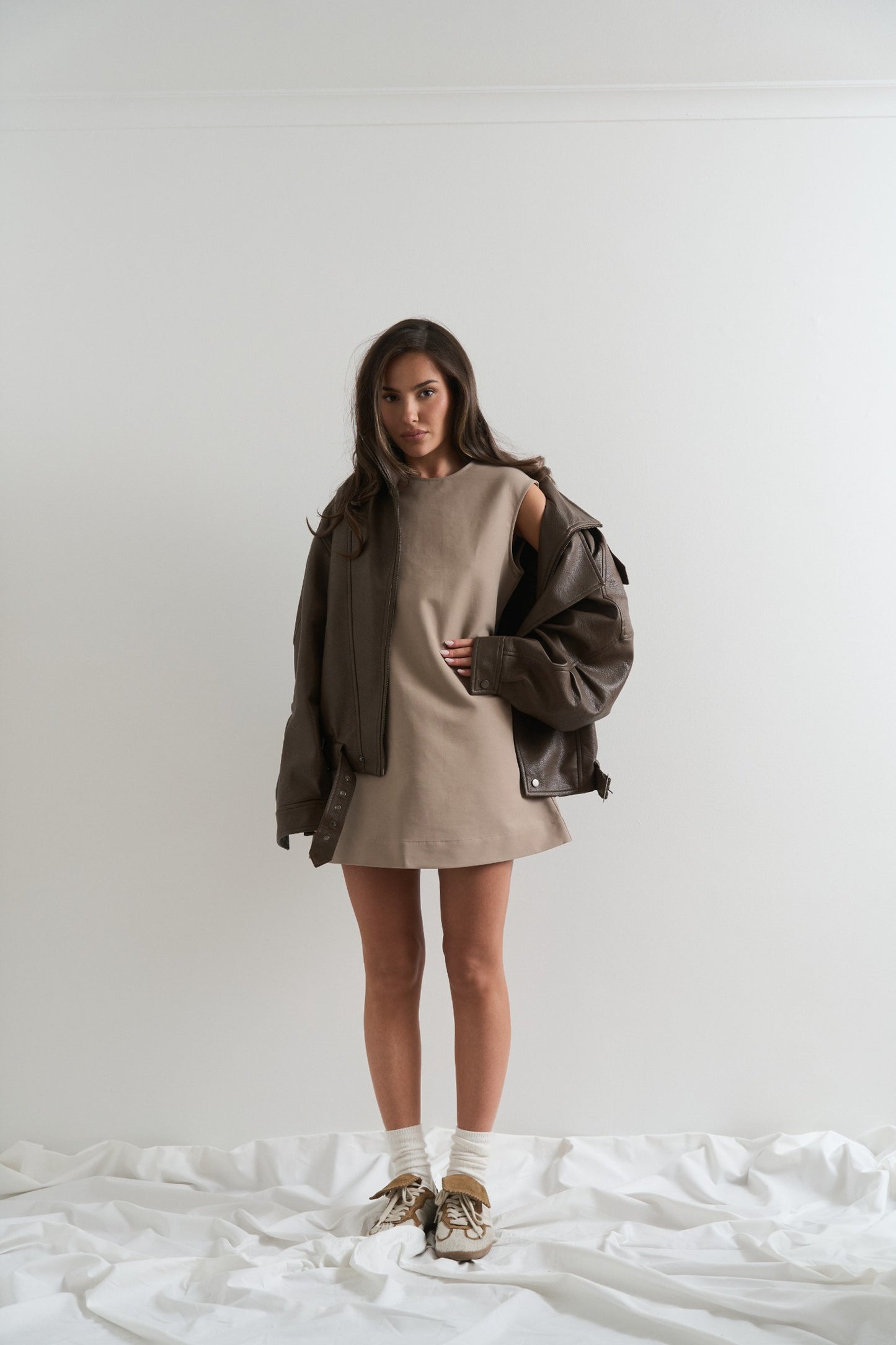 Heart cut out Dress Beige