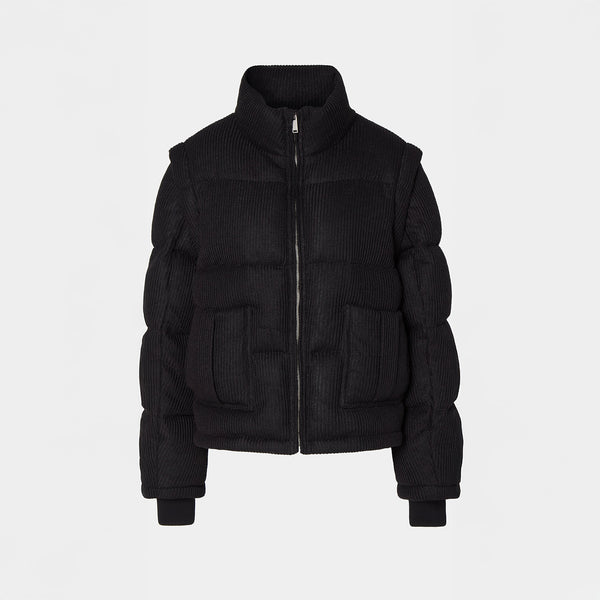 Knitted Puffer Jacket Vest Black