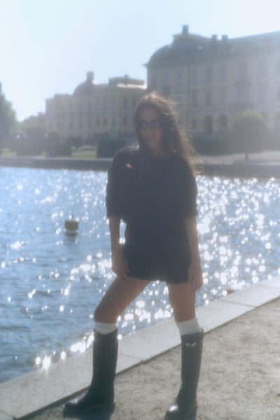 Cable knit sweater black