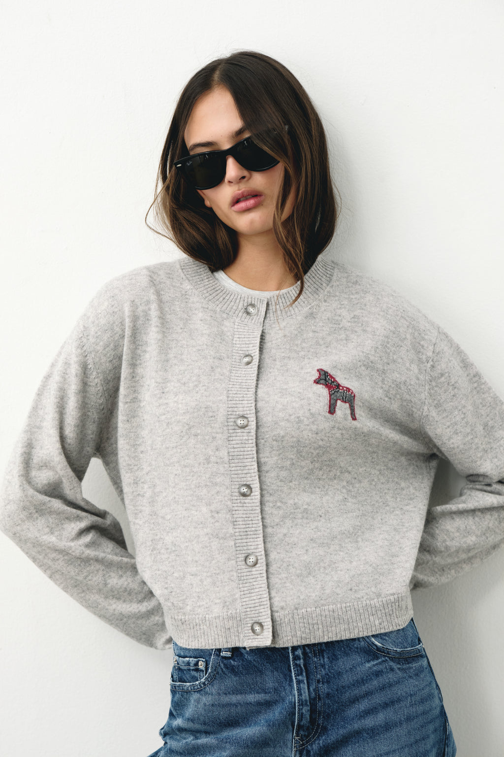 Year Of The Horse cardigan grey - Cloud Grey