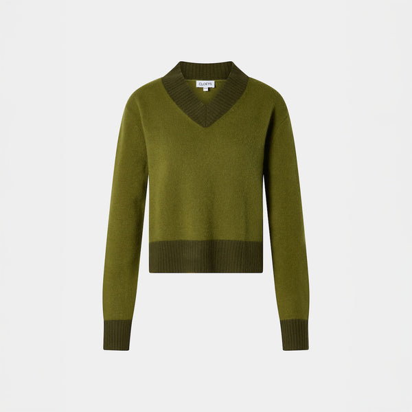 V-Neck Sweater Cashmere Green