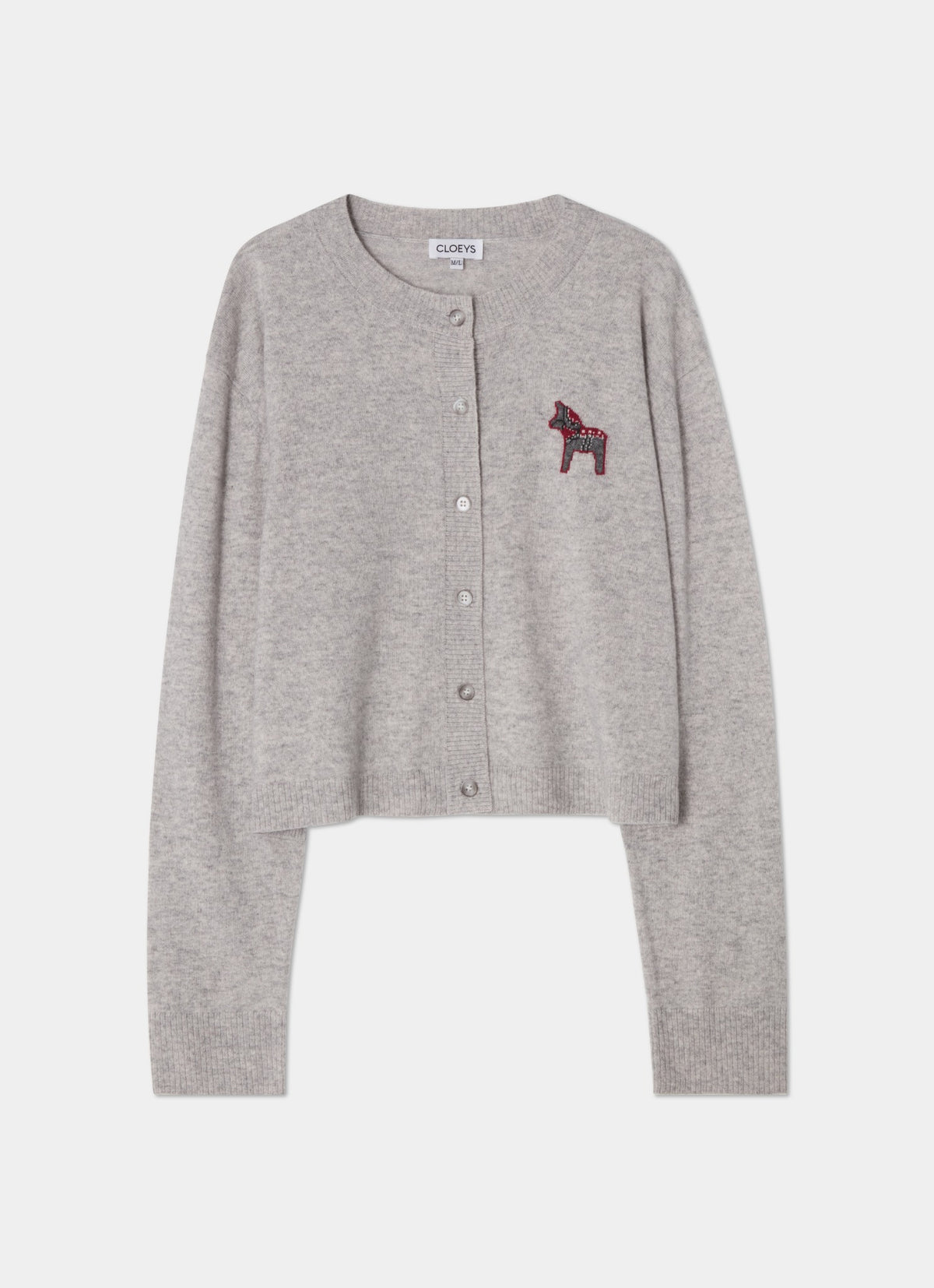 Intarsia-patch-cardigan-grey