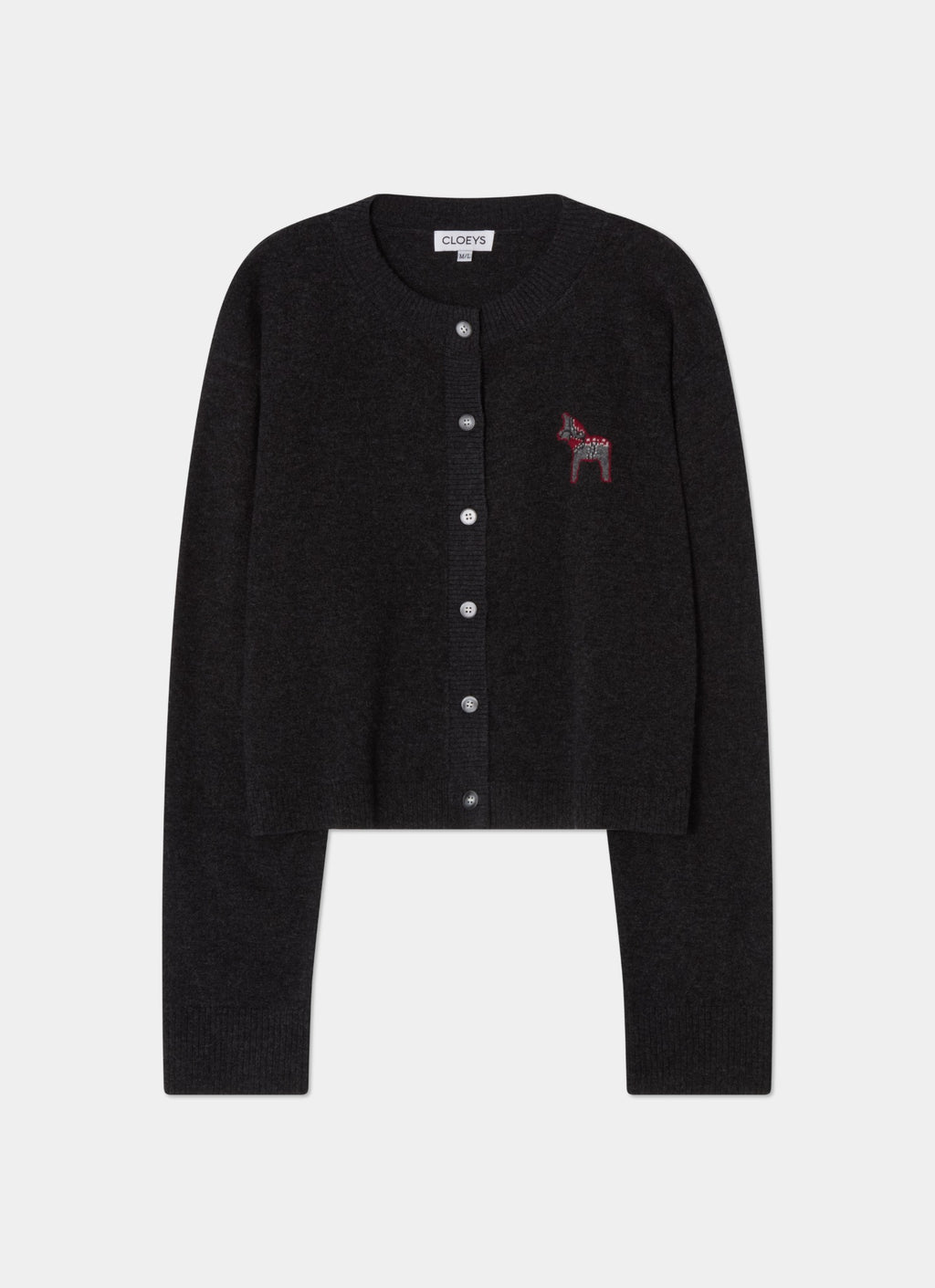 Intarsia-patch-cardigan-black