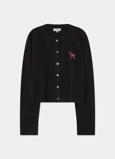 Intarsia-patch-cardigan-black