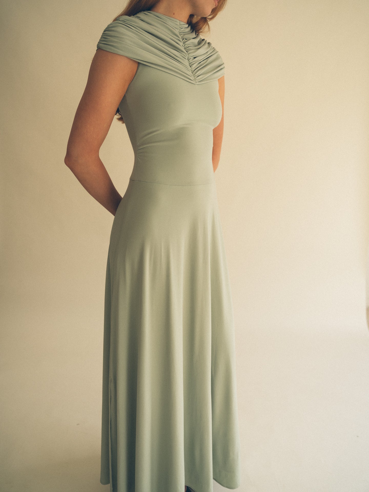Draped dress mint green