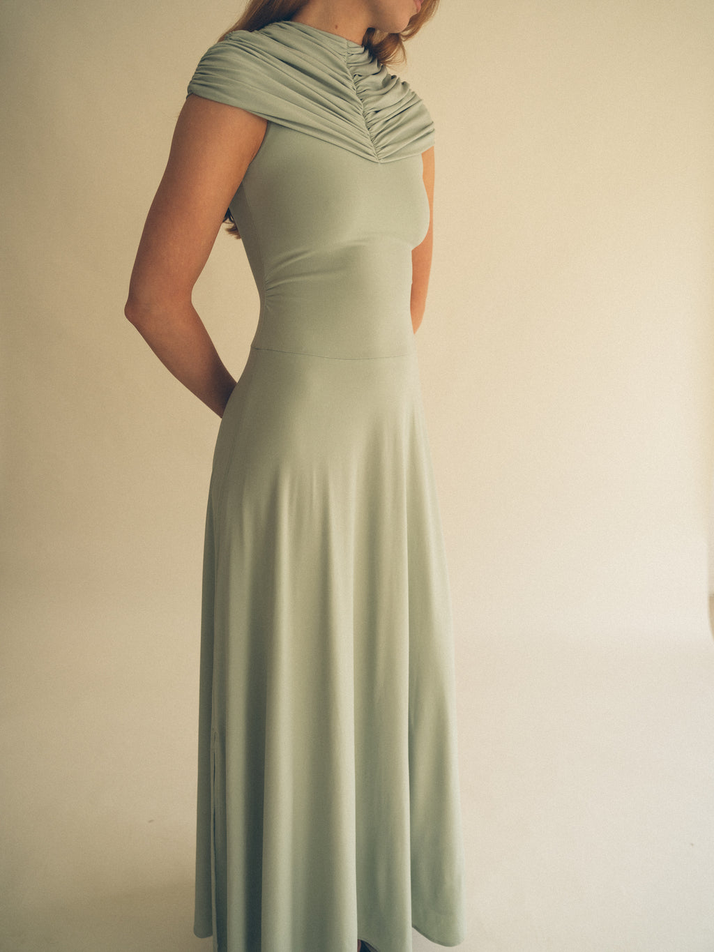 Draped dress mint green