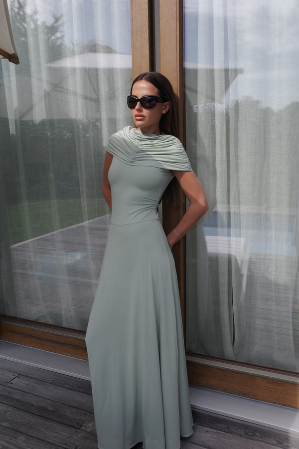 Draped dress mint green