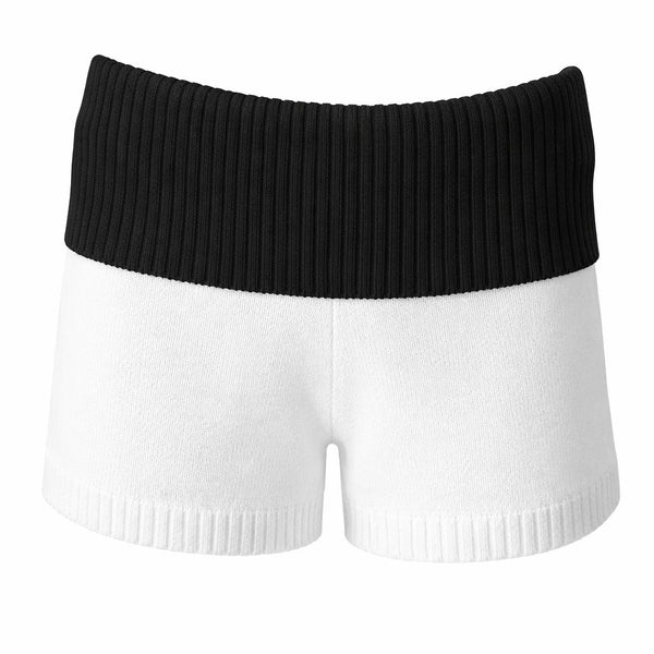 Cotton colourblock shorts White & Black