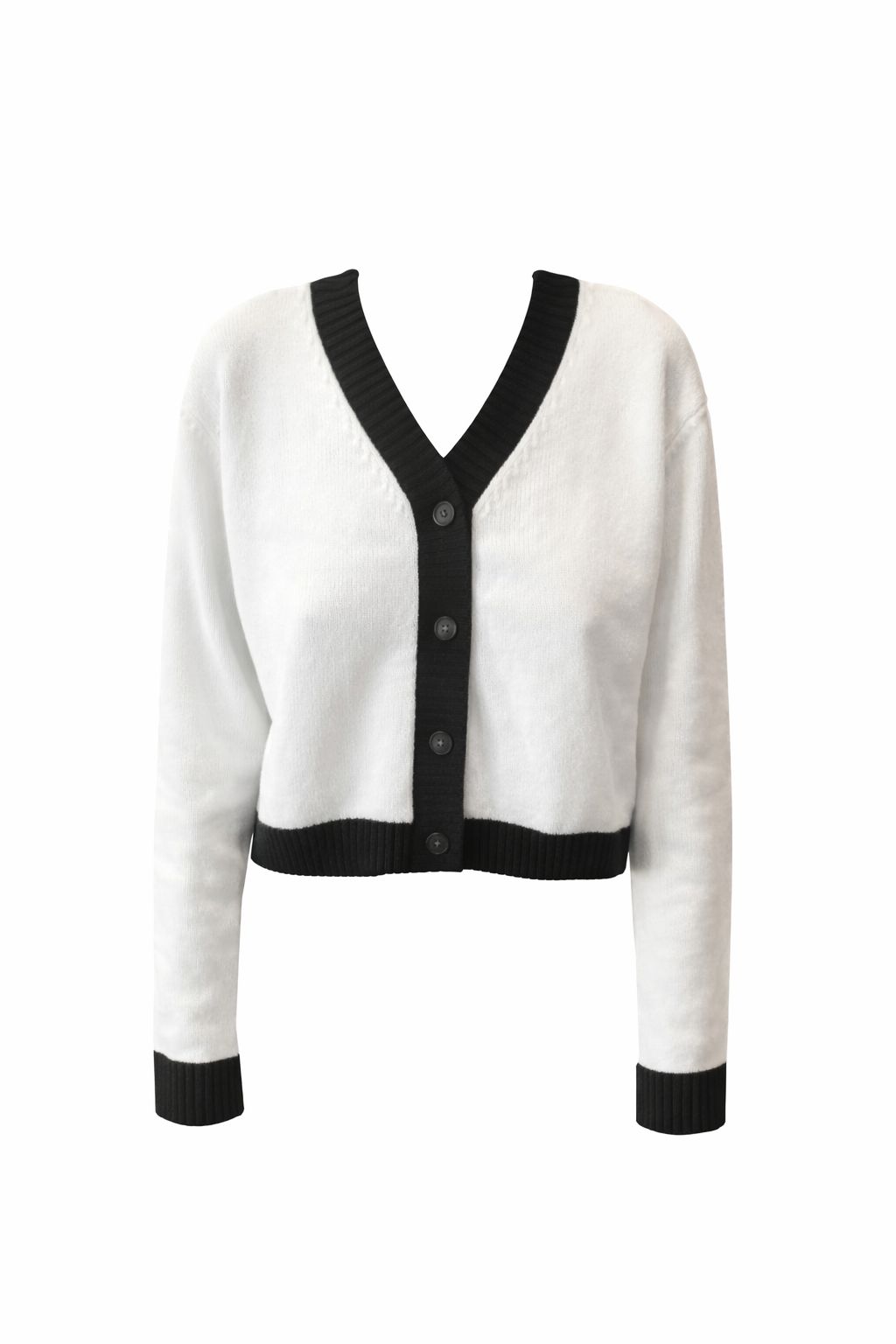 Cotton colourblock cardigan White & Black