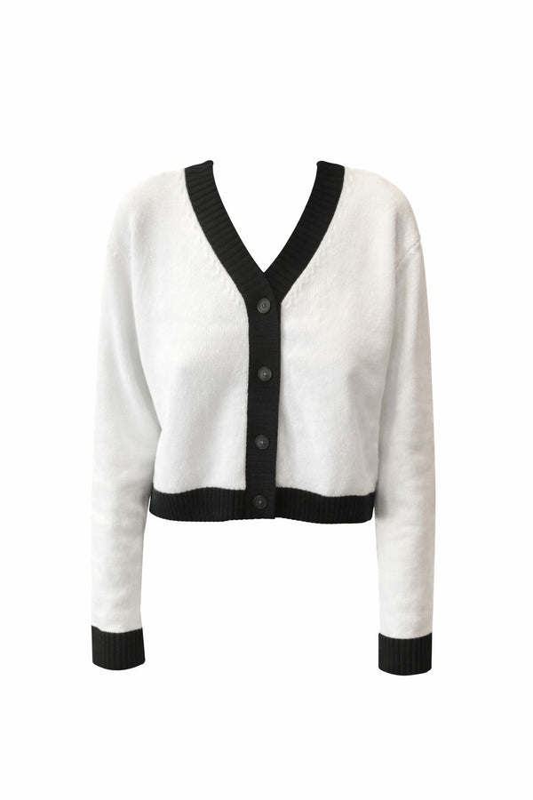 Cotton colourblock cardigan White & Black