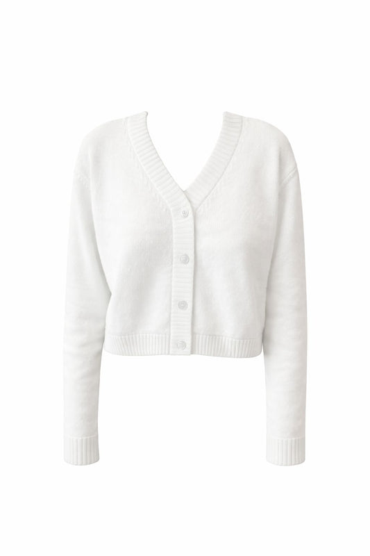 Cotton colourblock cardigan White