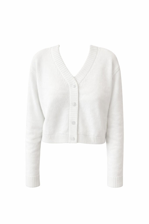 Cotton colourblock cardigan White