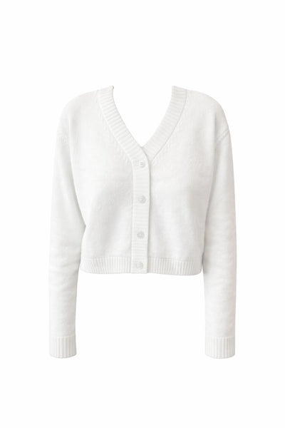 Cotton colourblock cardigan White