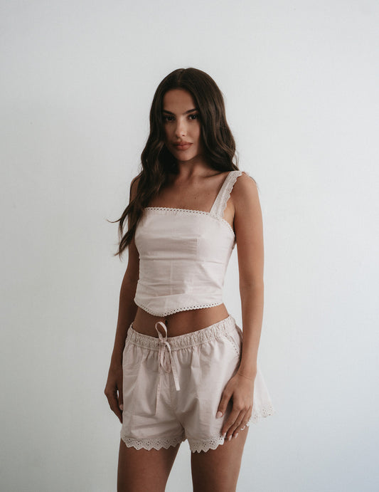 Broderie Top Pink