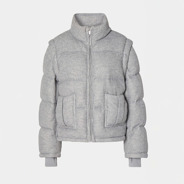 Knitted Puffer Jacket Vest Grey