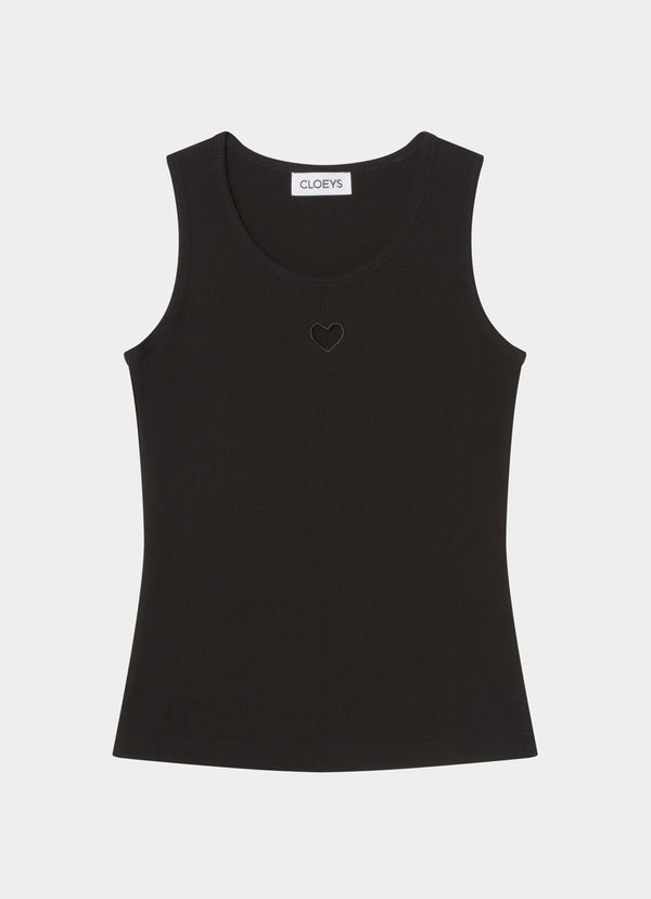 Heart Tank Top Black