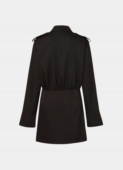 Satin Shirt Dress Black