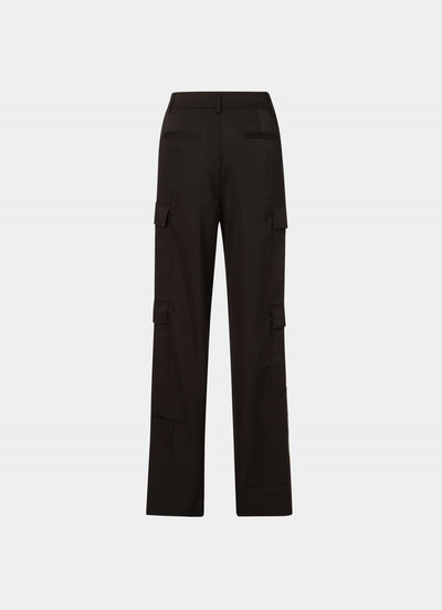 Satin Cargo Pants Black